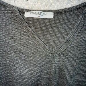 Project Social T Charcoal V-Neck Sweater